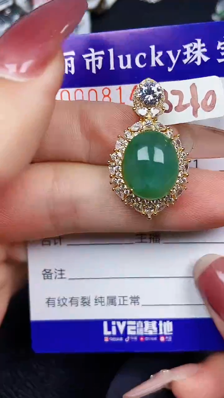 颈饰银S925镶嵌翡翠8148