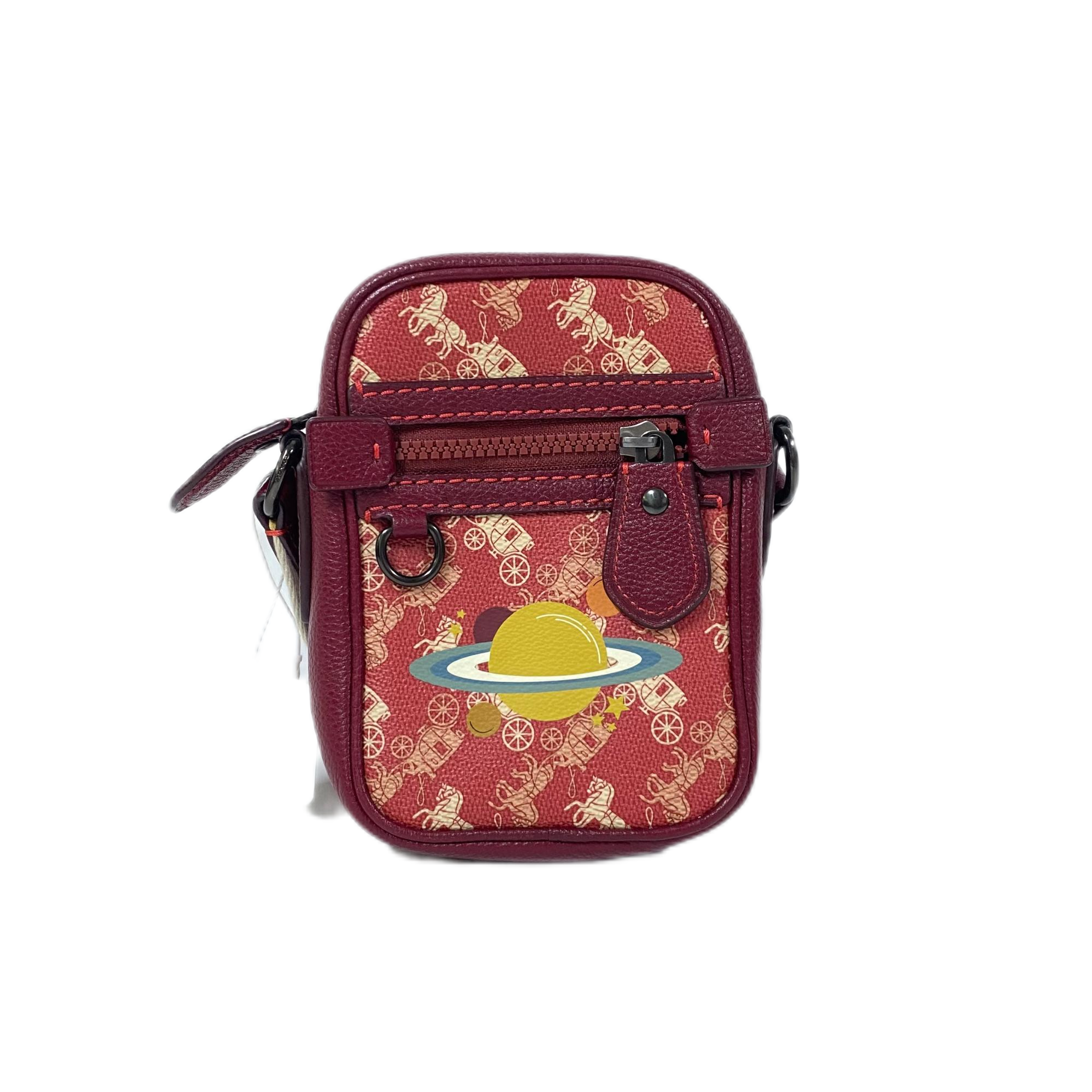 95新 COACH/蔻驰 经典马拉车PVC拼皮单肩斜挎相机包 AF-10608-C