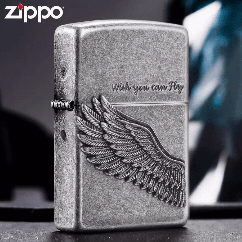 ZIPPO打火机正品-205-古银贴章-飞得更高-爱神之翼【阿明1】DYJ1