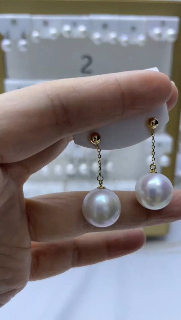 18K金镶嵌耳饰淡水珍珠银***店126