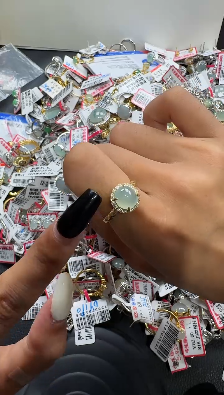 翡翠戒指银S925镶嵌戒指135