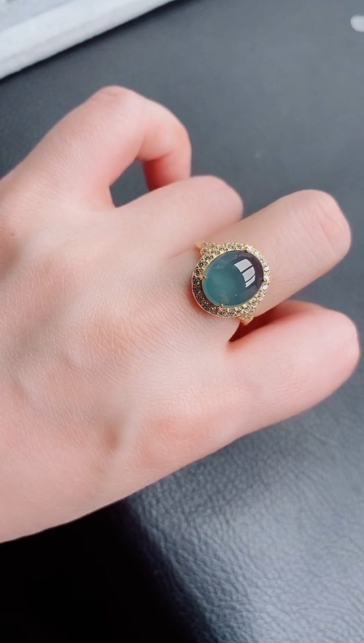 【闪购商品】翡翠戒指银S925镶嵌天然a货翡翠344