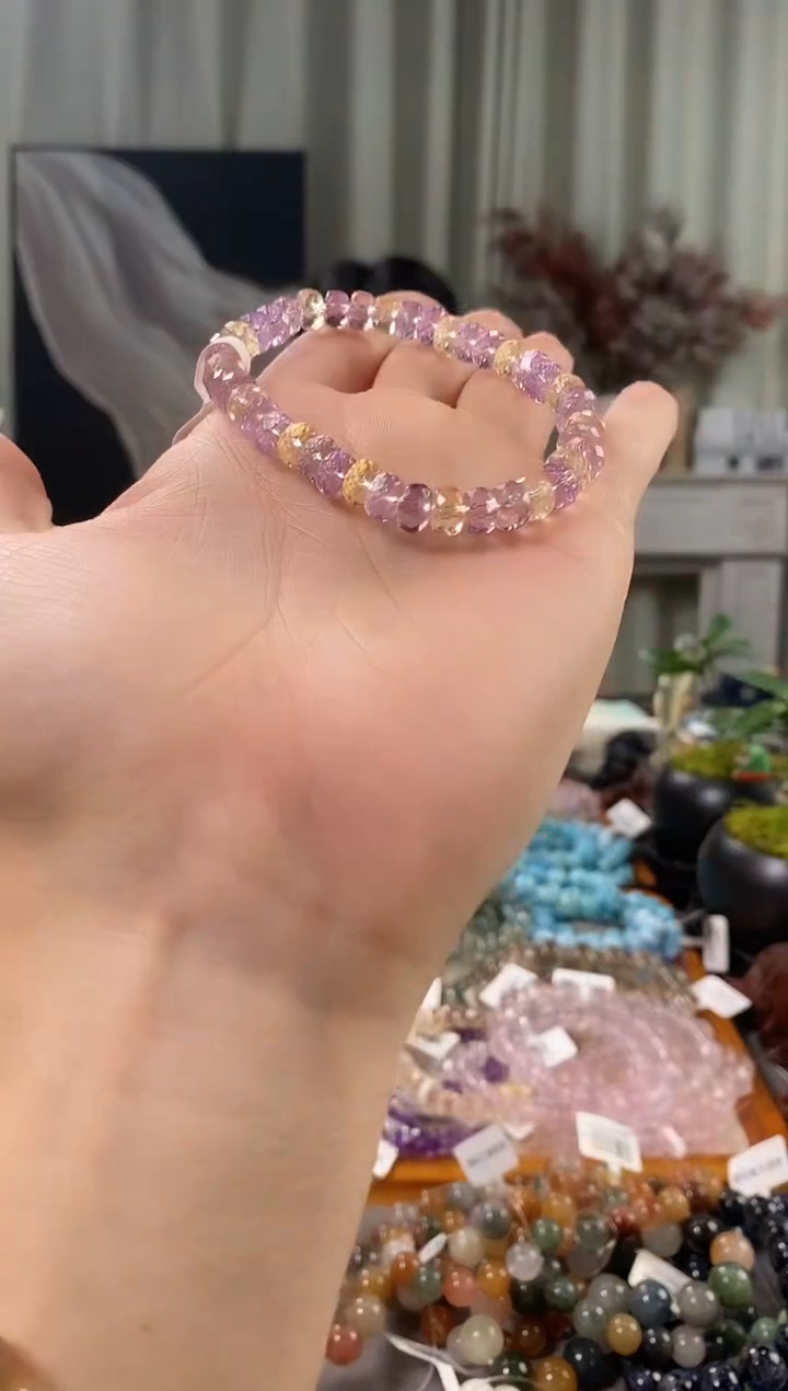 未镶嵌手链水晶冬****️紫黄晶