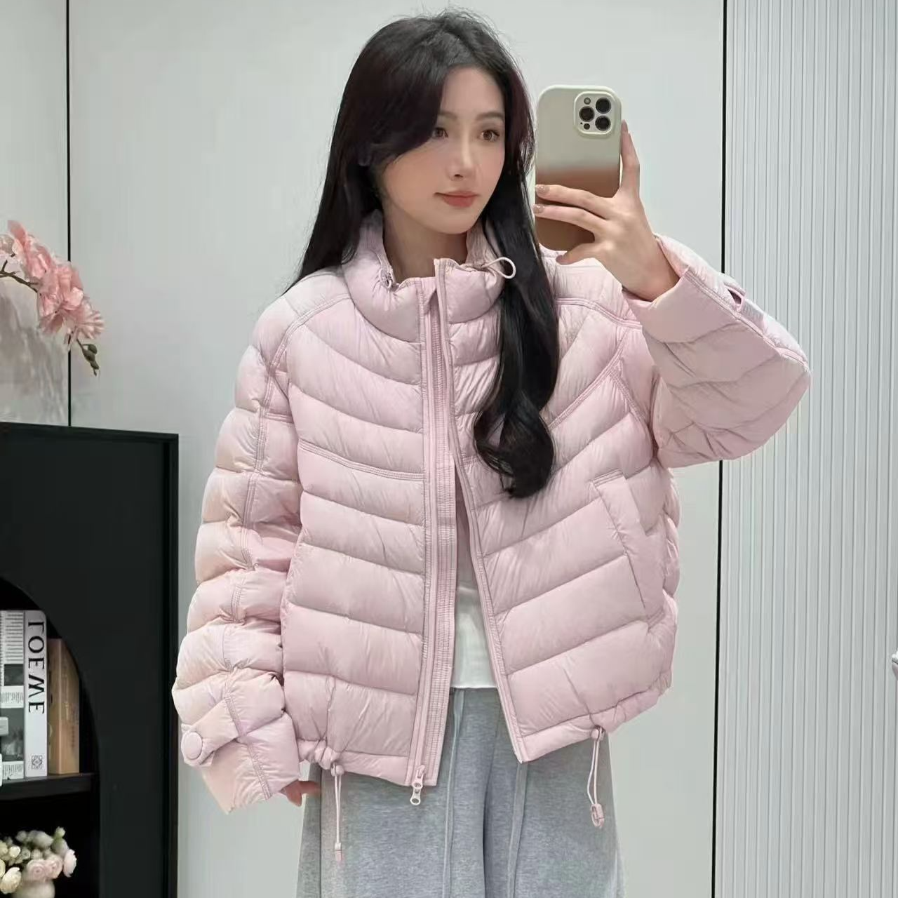 冬季新款90白鸭绒立领短款小个子显瘦保暖ins排骨款女款羽绒服