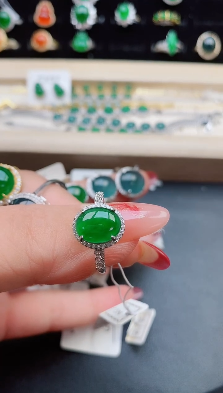 【闪购商品】翡翠戒指银S925镶嵌1321