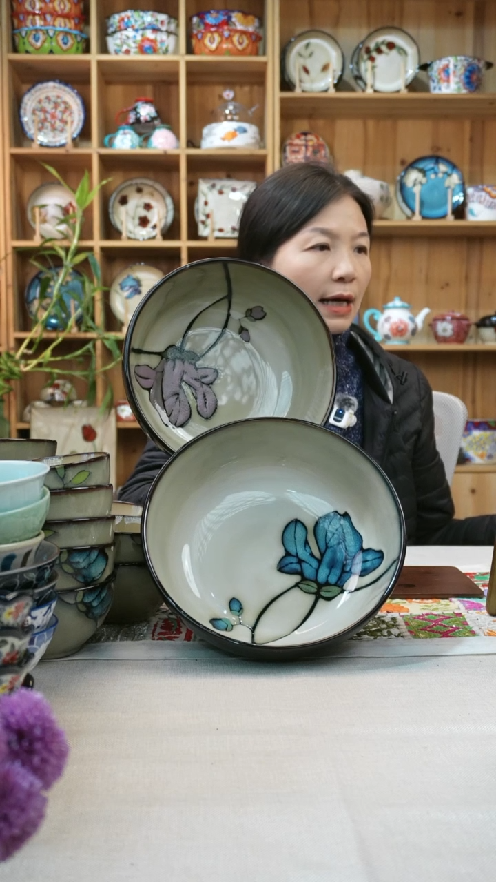 瓷片小可陶瓷高温2只汤碗颜色各一只