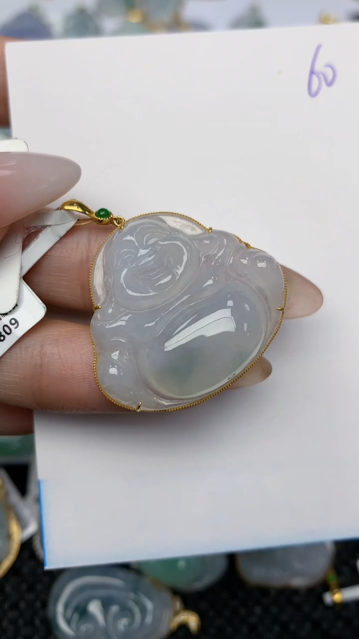 【闪购商品】翡翠颈饰18K金镶嵌天然翡翠A货