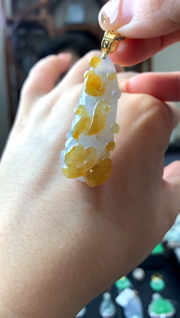 翡翠18K金镶嵌吊坠(不含链)挂件