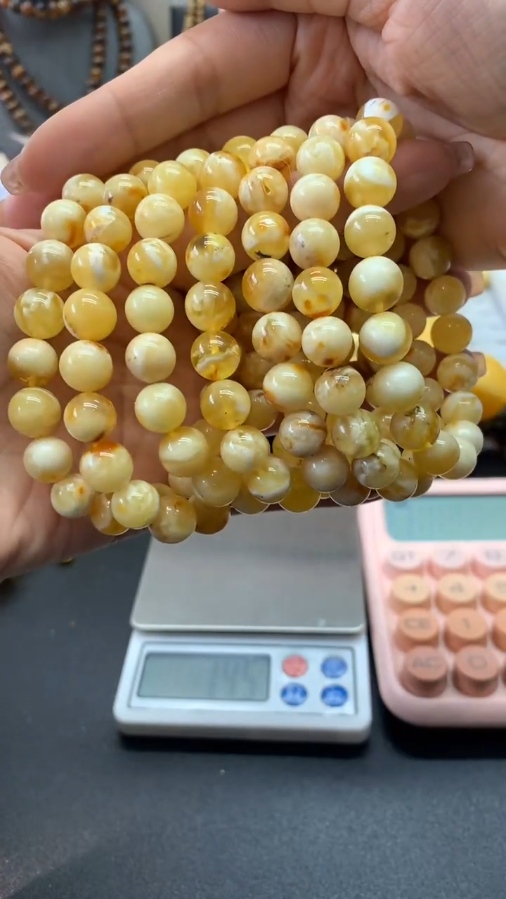 【闪购商品】琥珀珠宝奇石未镶嵌382多样性发其一瑕疵手串