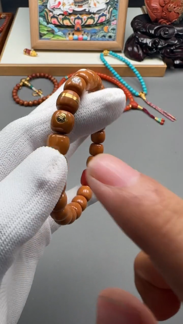 【闪购商品】核桃手串18K金镶嵌手串手串