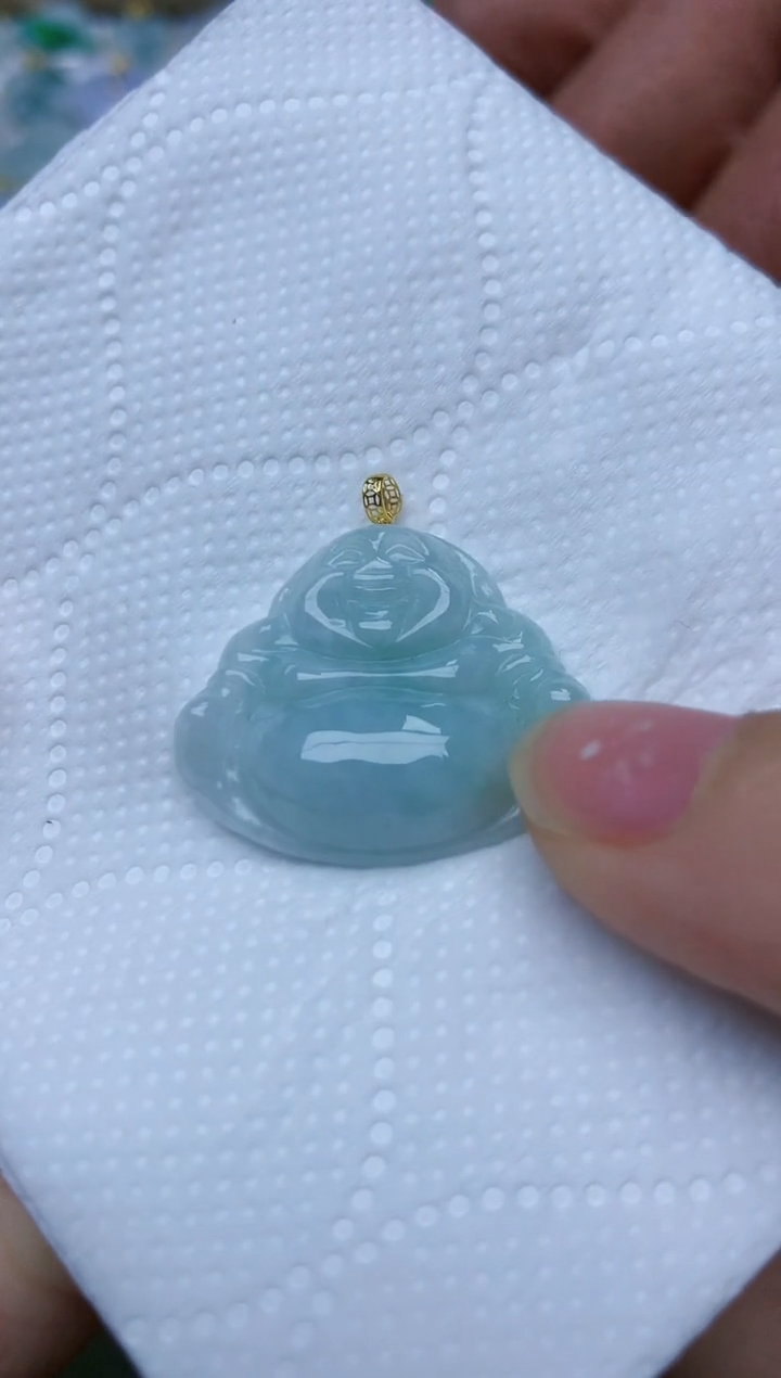 翡翠18K金镶嵌颈饰天然缅甸A货翡翠