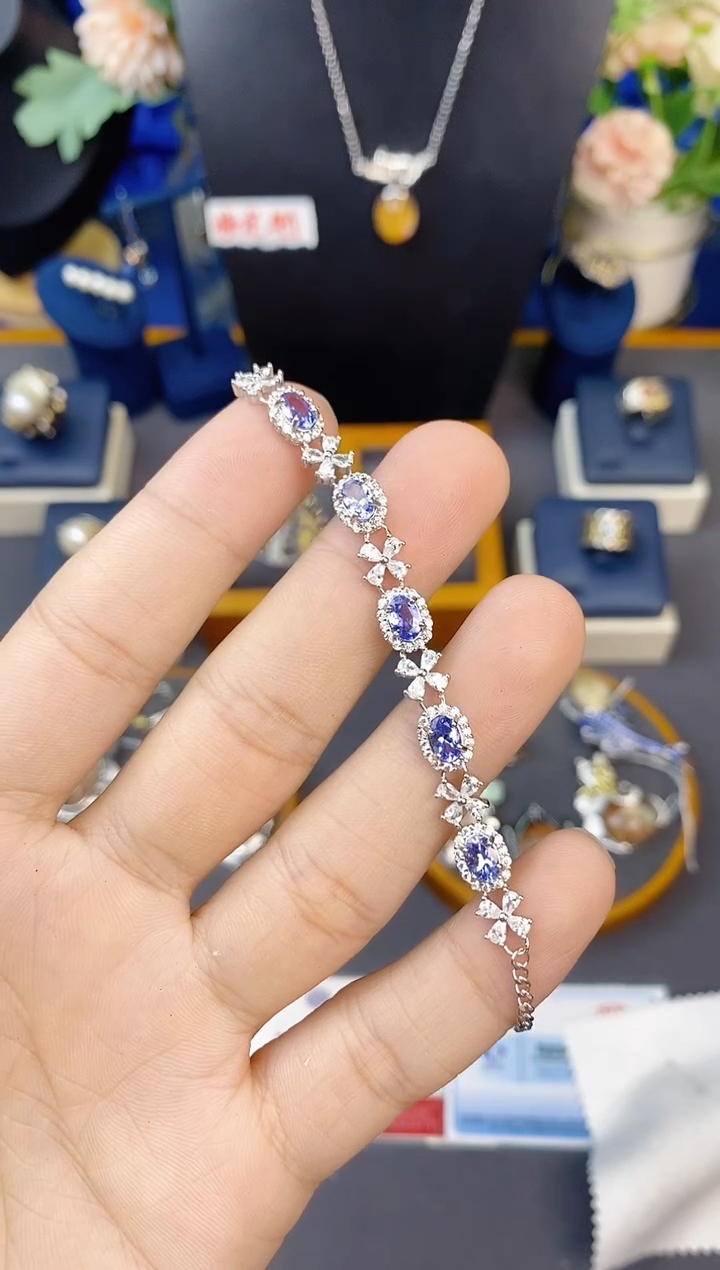 【闪购商品】坦桑石手链银S925镶嵌带证书