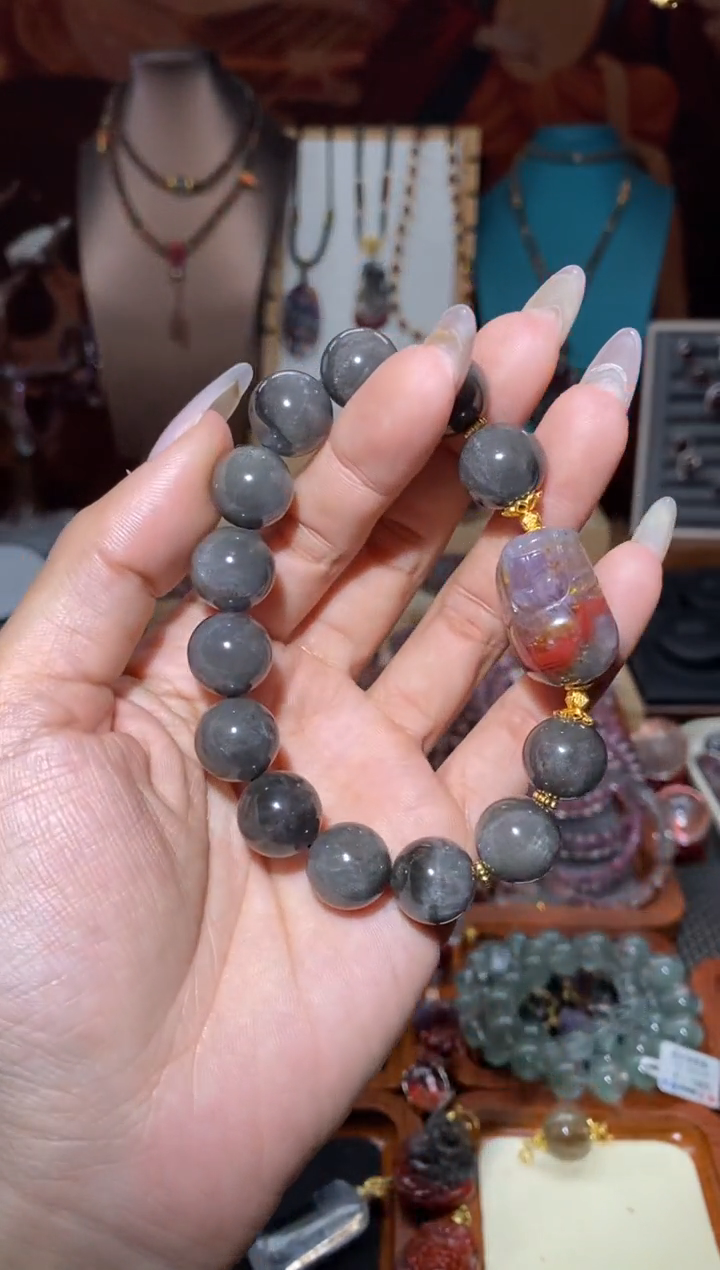 【闪购商品】水晶手串未镶嵌极光黑羽