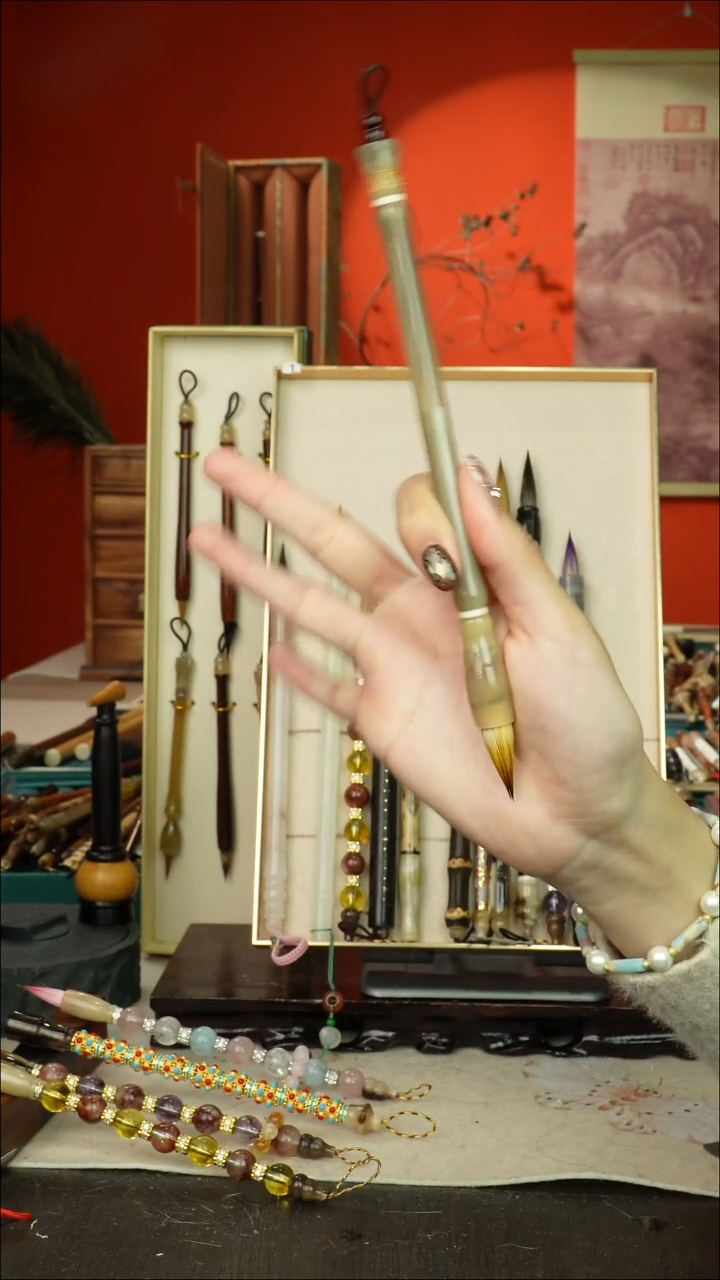 347号闪孤品高货毛笔链接 清水试笔 蘸墨不退