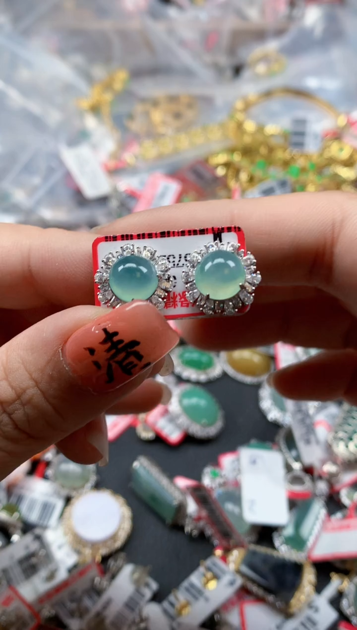 银S925镶嵌戒指翡翠天然A货缅甸翡翠