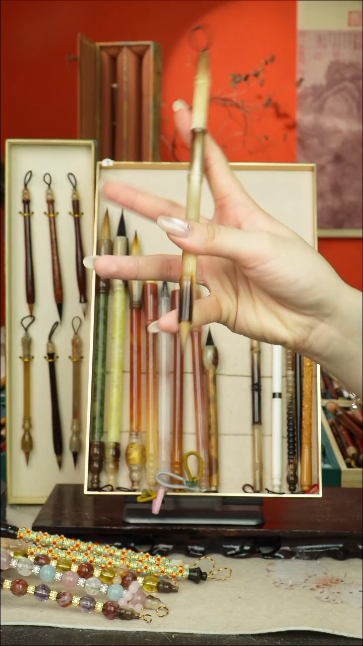 18号闪孤品高货毛笔链接 清水试笔 蘸墨不退