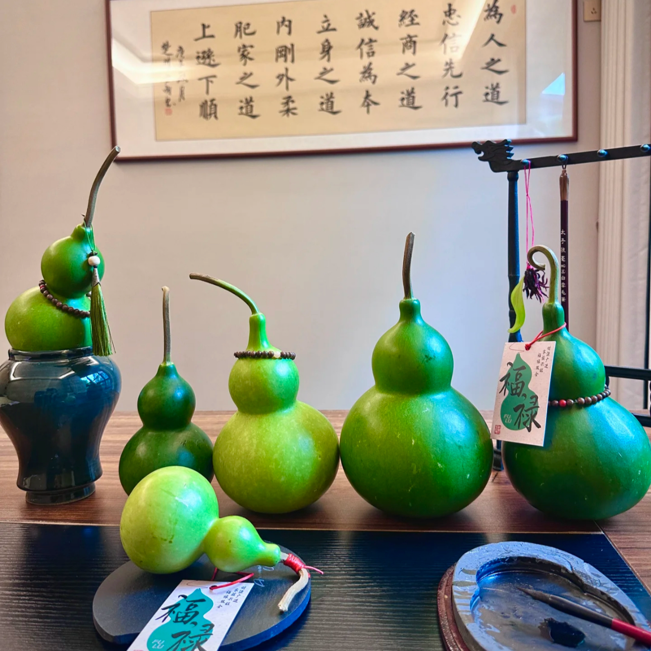 【福禄果】新鲜葫芦果绿皮青皮翡翠绿宝石福禄吉祥好运装饰摆件观赏