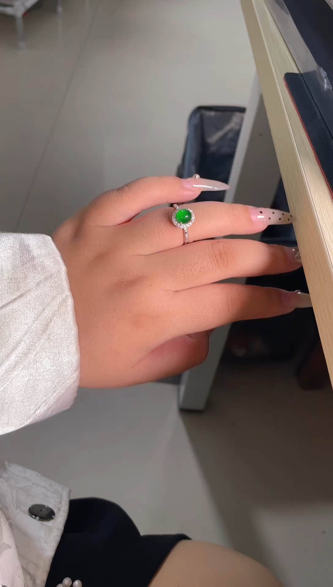 【闪购商品】翡翠戒指银S925镶嵌天然A货翡翠7