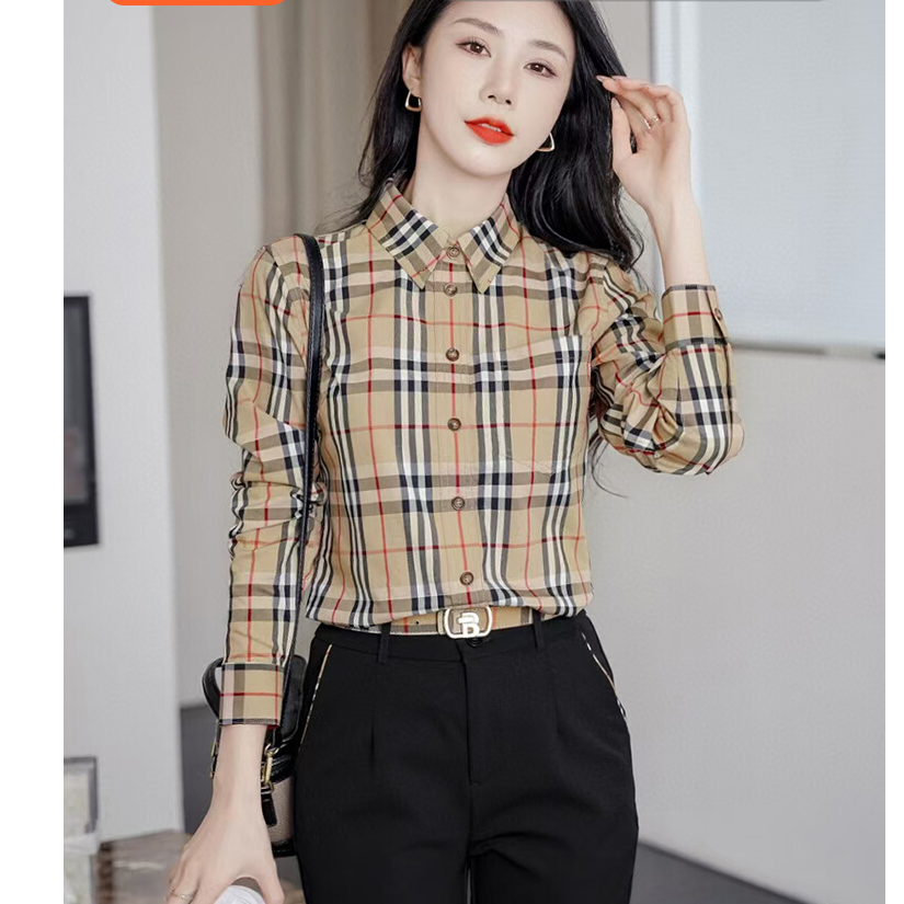 春秋显瘦新款洋气时尚百搭男女同款衬衣韩版格纹衣服长袖衬衫