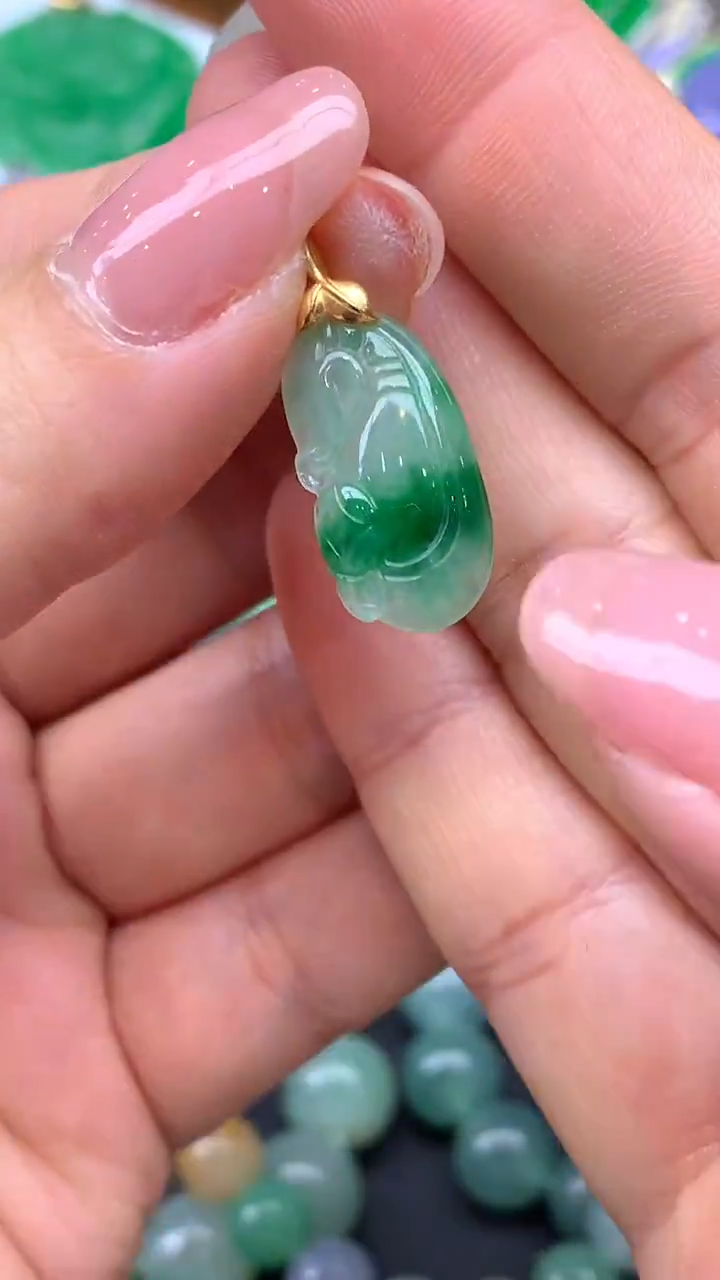 【闪购商品】翡翠颈饰18K金镶嵌91-天然翡翠