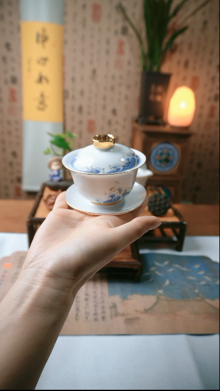 【闪购商品】海浪三才盖碗海浪三才盖碗