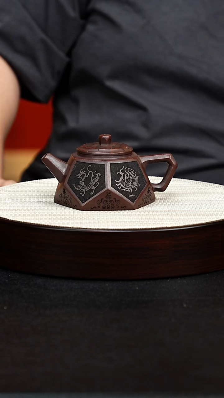 茶壶紫砂宜兴原矿纯手工紫砂 钻石壶