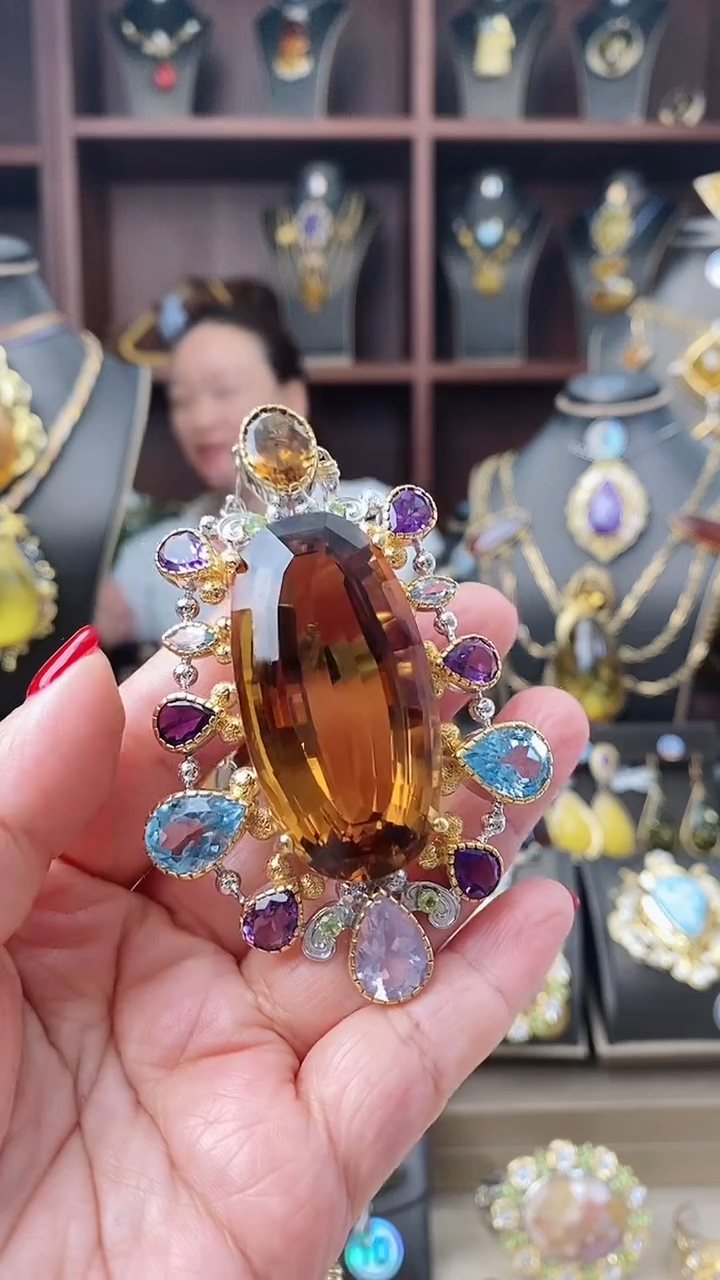 【闪购商品】黄晶颈饰银S925镶嵌吊坠