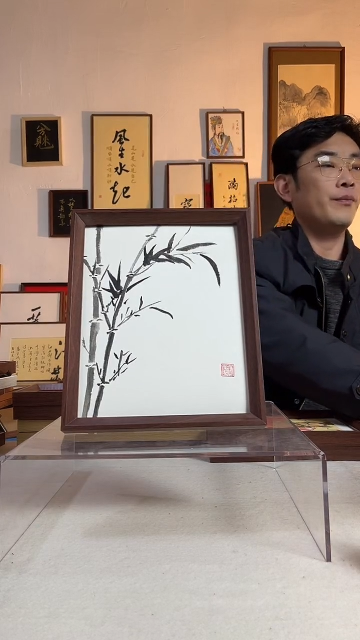 国画书法墨竹手写手绘文创作品10寸