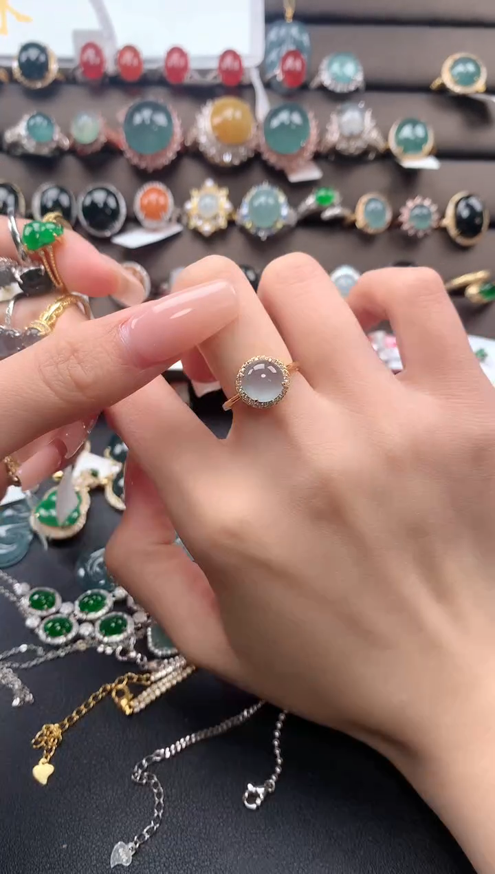 【闪购商品】翡翠戒指银S925镀金镶嵌32132312