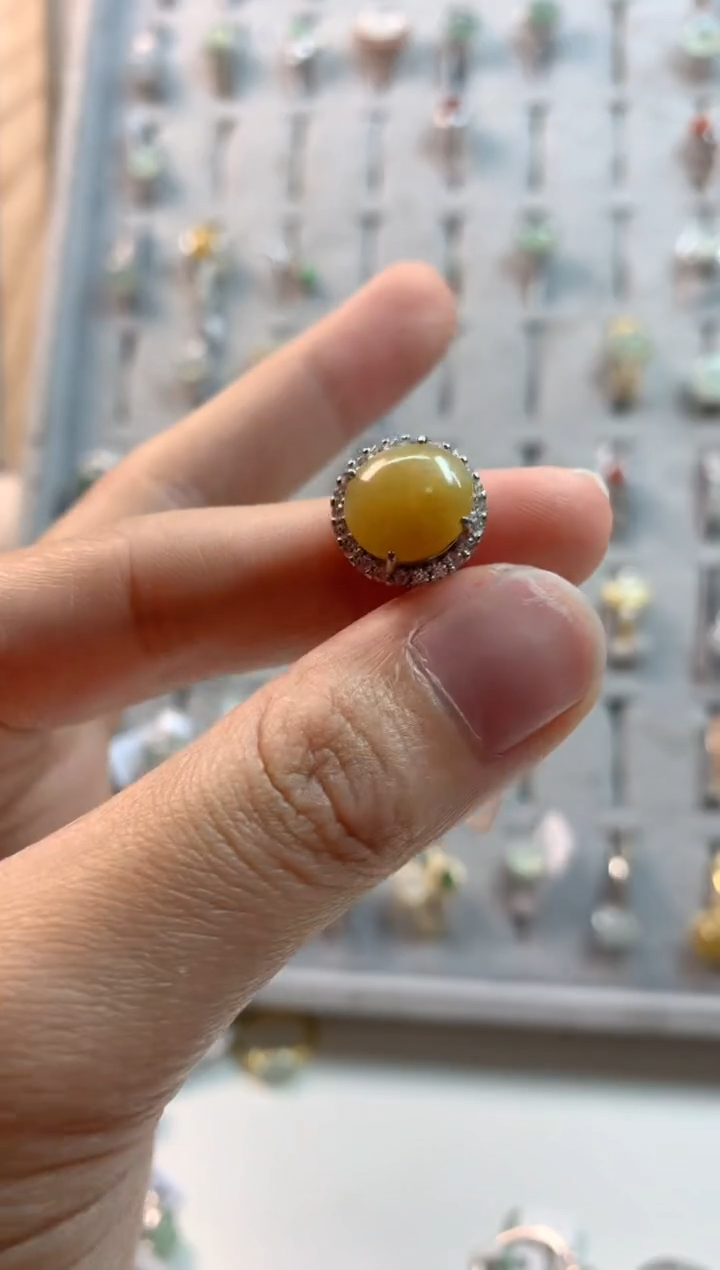 翡翠银S925镶嵌戒指3号