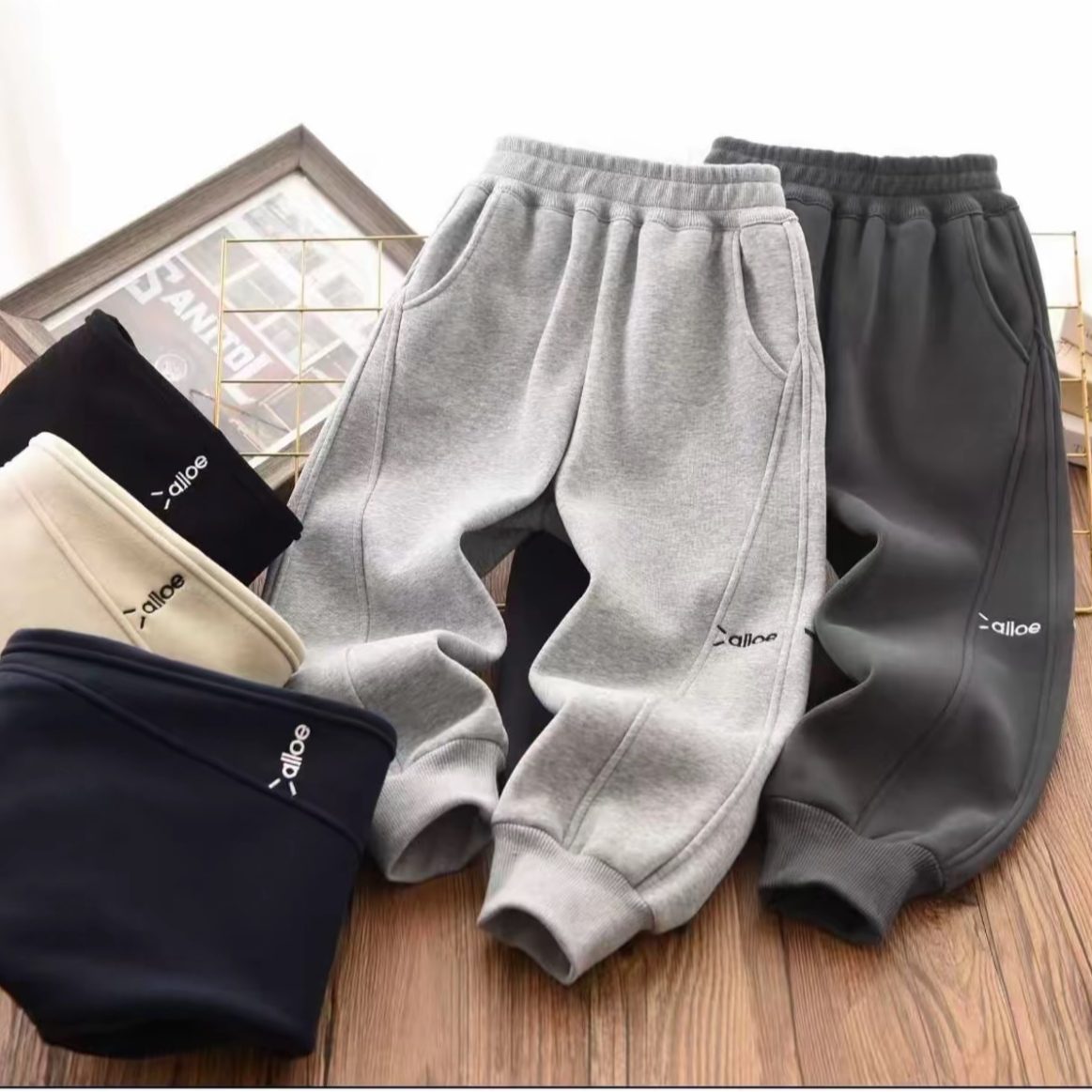 儿童加绒休闲裤25冬季新款中大童刺绣字母裤 ZY85806