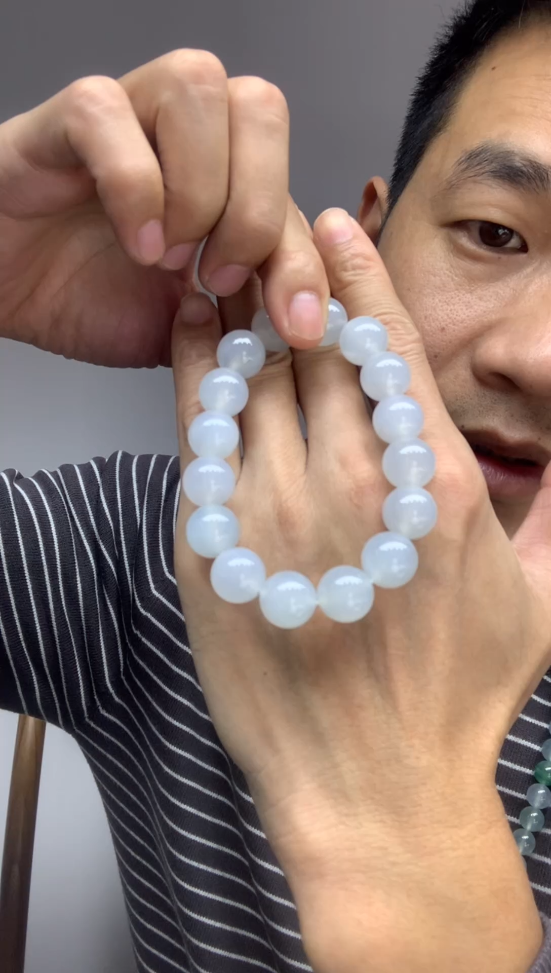 未镶嵌手链翡翠天然缅甸翡翠A货细糯种白手串卡13mm