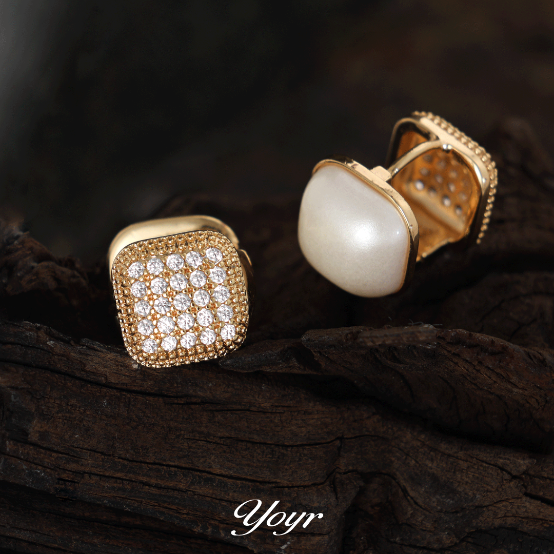 AB款微镶方糖耳扣高级感精致气质双面法式轻奢耳环