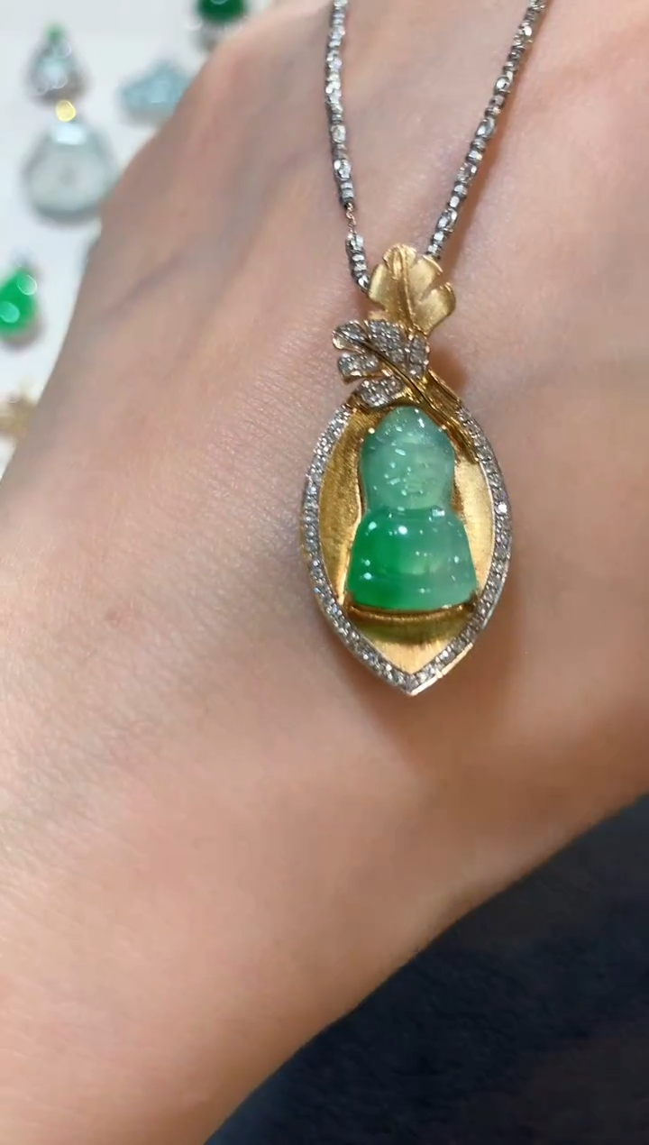 吊坠(不含链)18K金镶嵌翡翠m50   