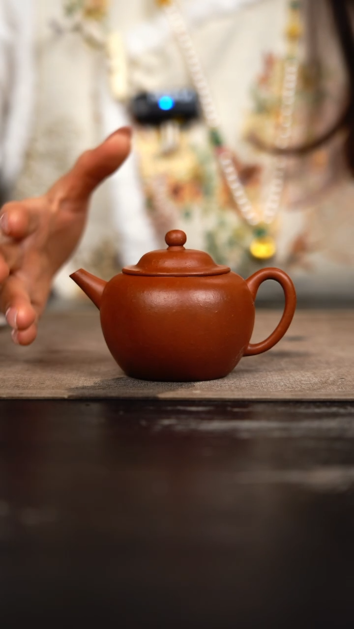 茶壶紫砂老朱泥巨轮珠