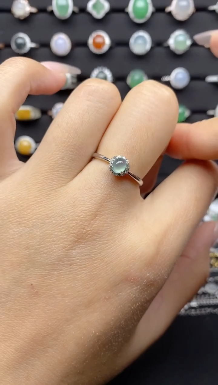 【闪购商品】翡翠戒指银S925镶嵌S925银镶嵌翡翠戒指
