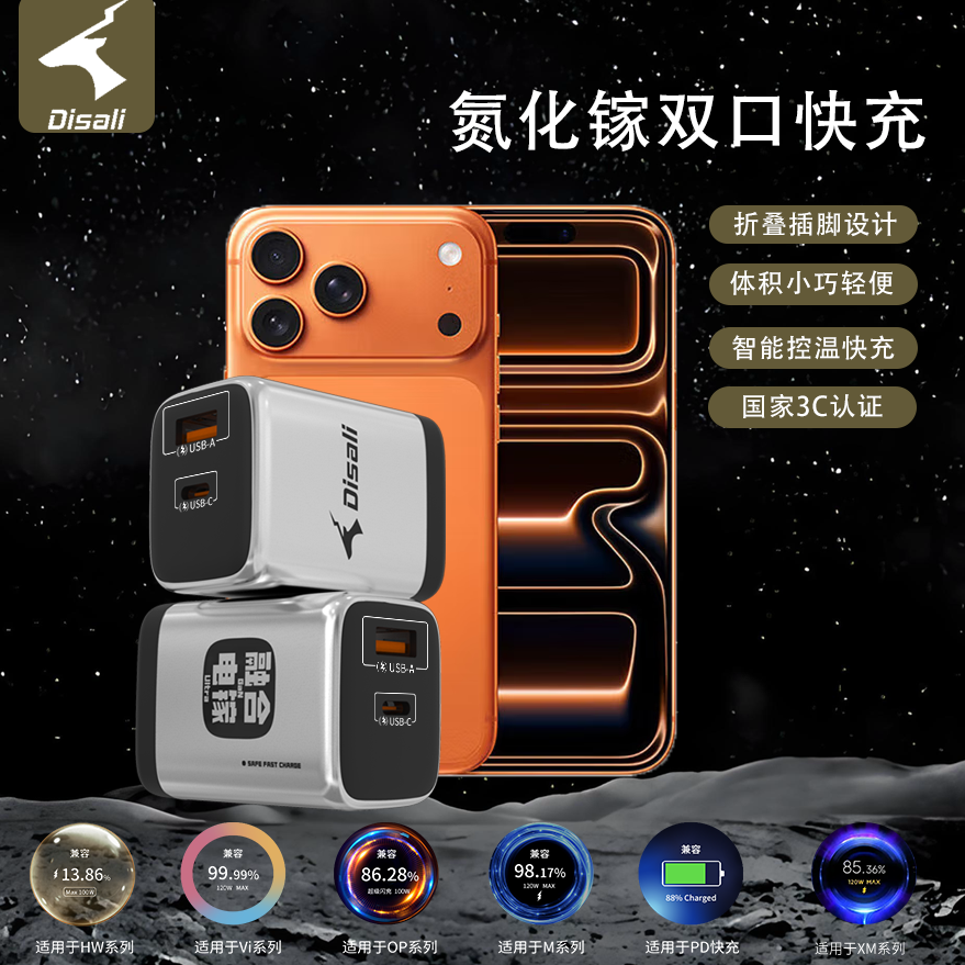 DISALI极速氮化镓AC双口全协议多兼容充电器适用于多种手机型号
