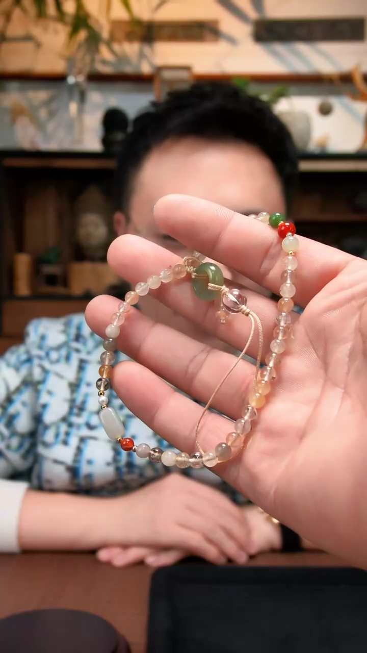 未镶嵌车挂水晶白水晶多宝手机链ZD5.5*+