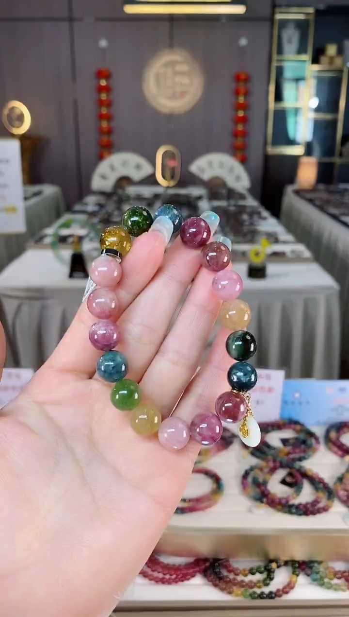 未镶嵌老矿碧玺彩虹单圈手串11mm+碧玺多样性发一条mz