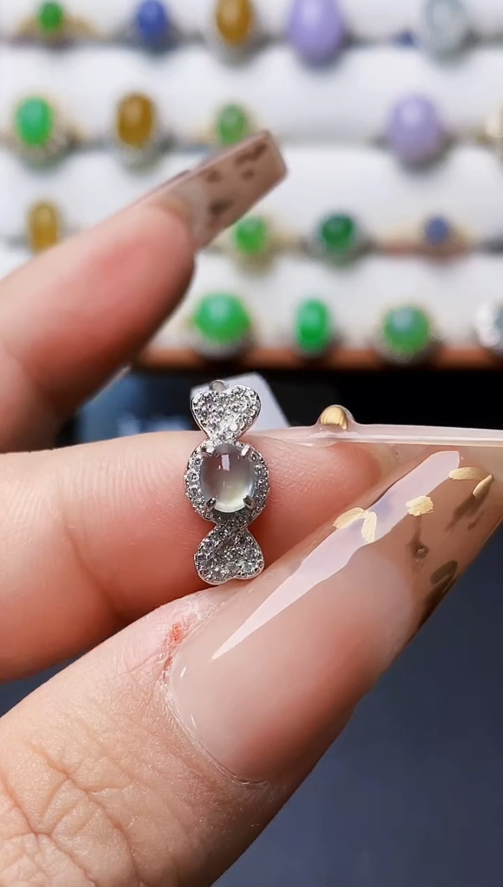 银S925镶嵌戒指翡翠-*0565