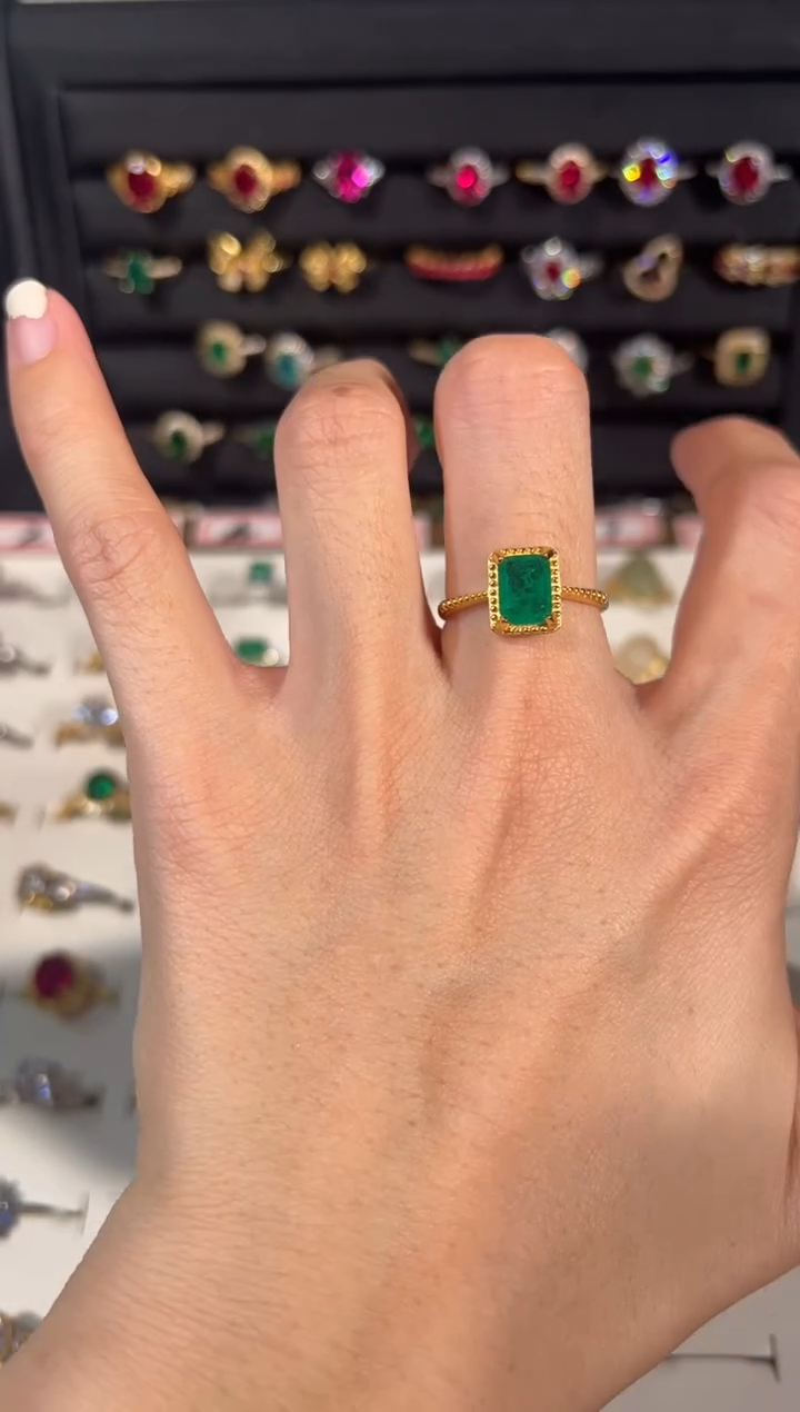 【闪购商品】祖母绿戒指银S925镶嵌153541