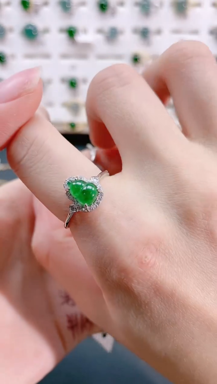 【闪购商品】翡翠戒指银S925镶嵌天然翡翠