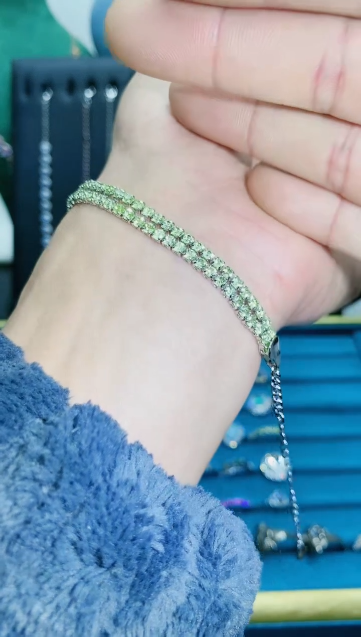 【闪购商品】橄榄石手链银S925镶嵌1121