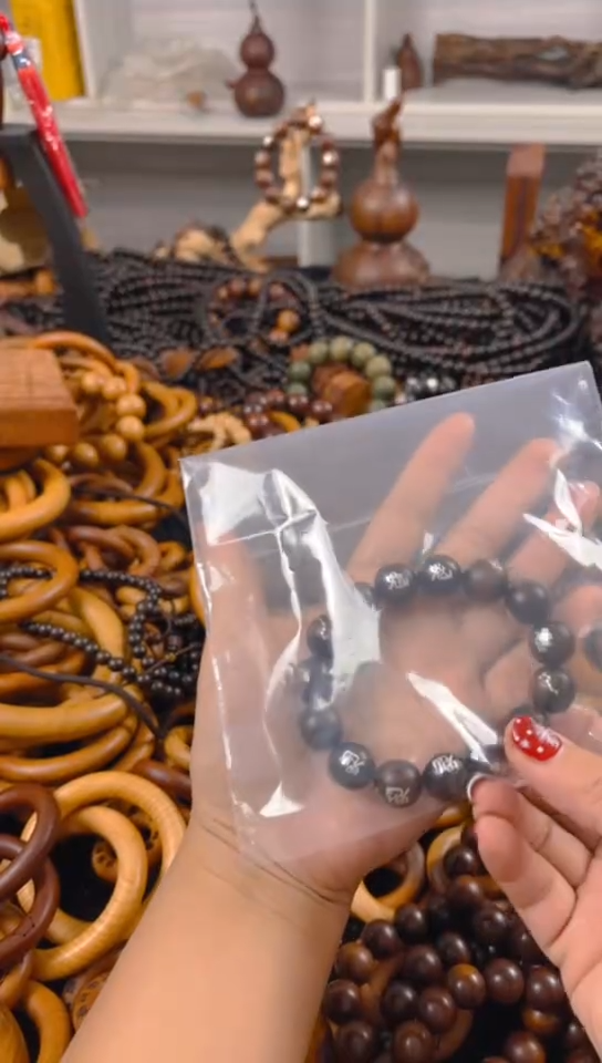 【闪购商品】枣木木雕玉华镶银手串1.5