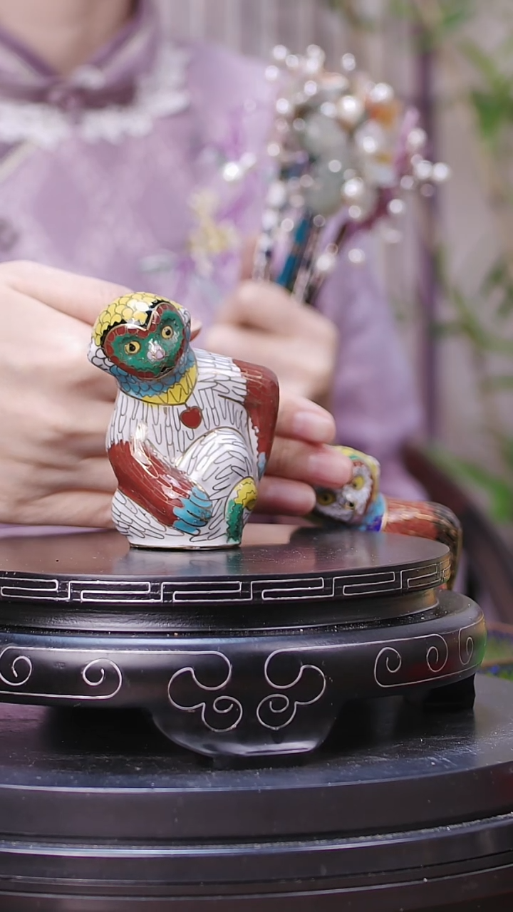 【闪购商品】非遗技艺 景泰蓝猴白色