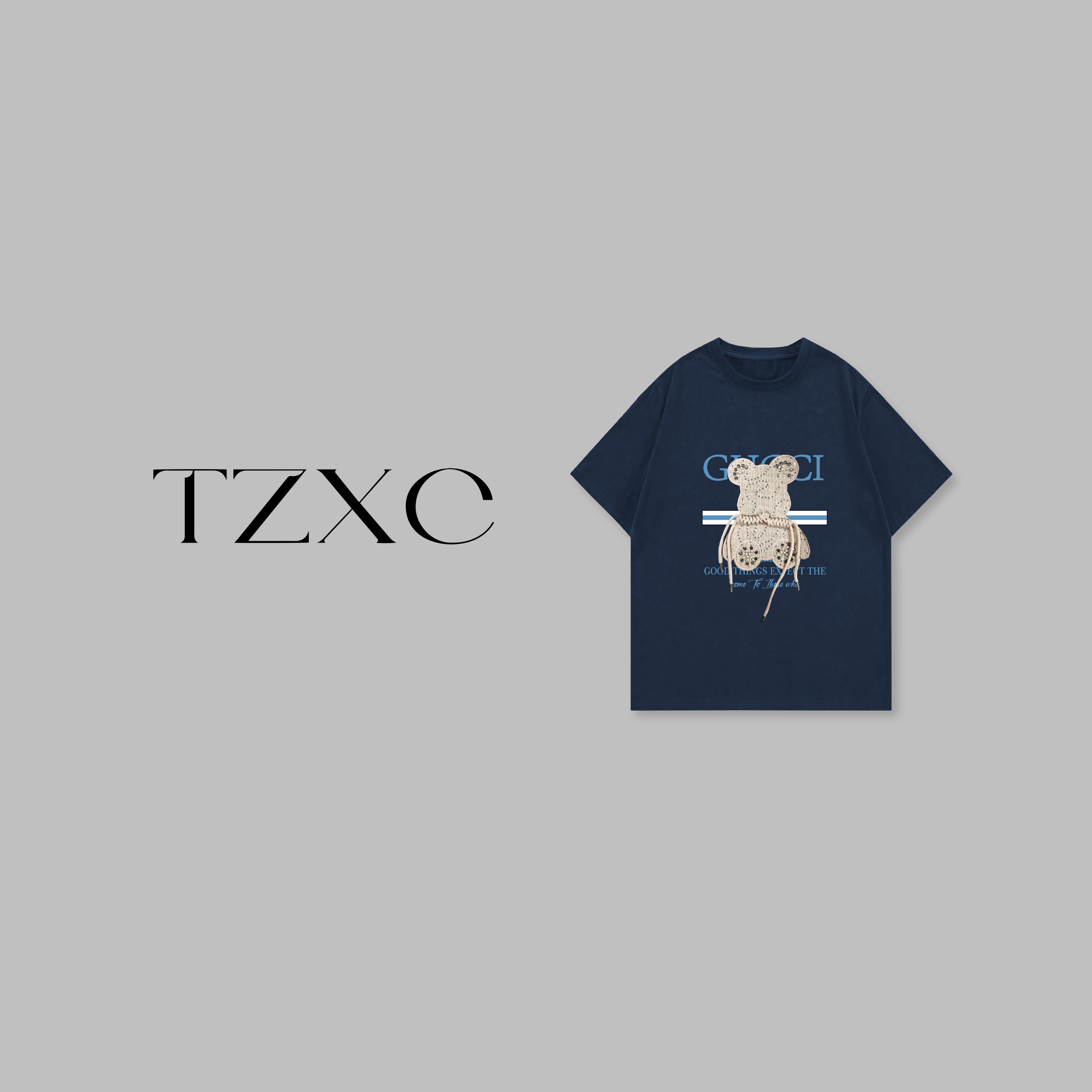 NZ-T146【杏色小熊】杏色小熊经典设计款春夏轻奢新款女装圆领T恤