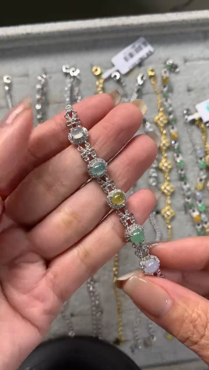 银S925镶嵌戒指翡翠手链