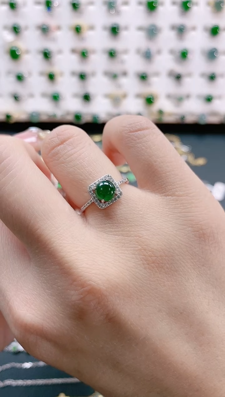 【闪购商品】翡翠戒指银S925镶嵌天然翡翠