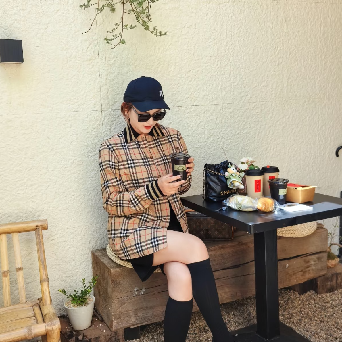 未使用 BURBERRY/博柏利 经典格纹印花长袖衬衫休闲时尚