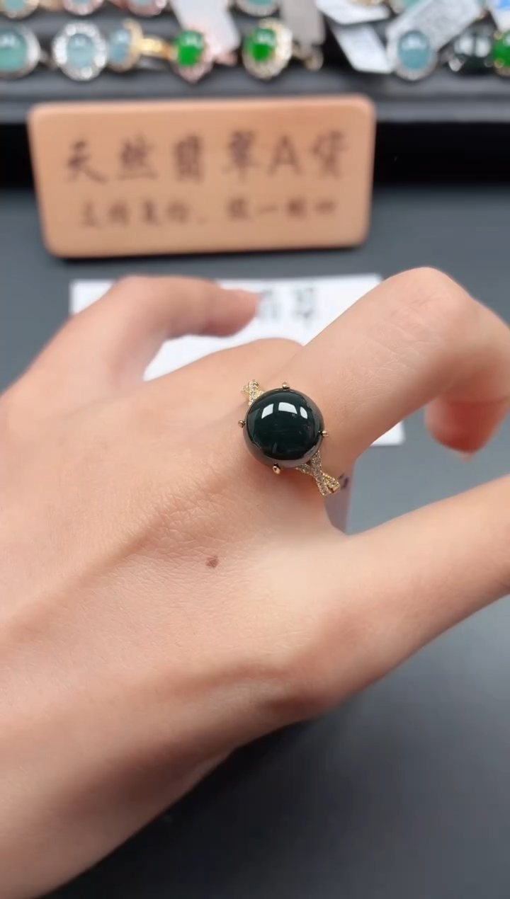 银S925镶嵌戒指翡翠111